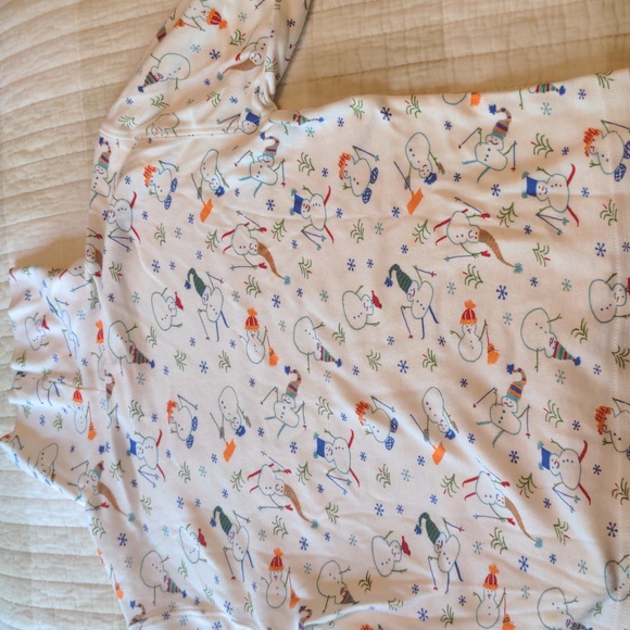 hanna Andersson Medium size 120 children's EUC cotton turtleneck with snowmen - Picture 5 of 8